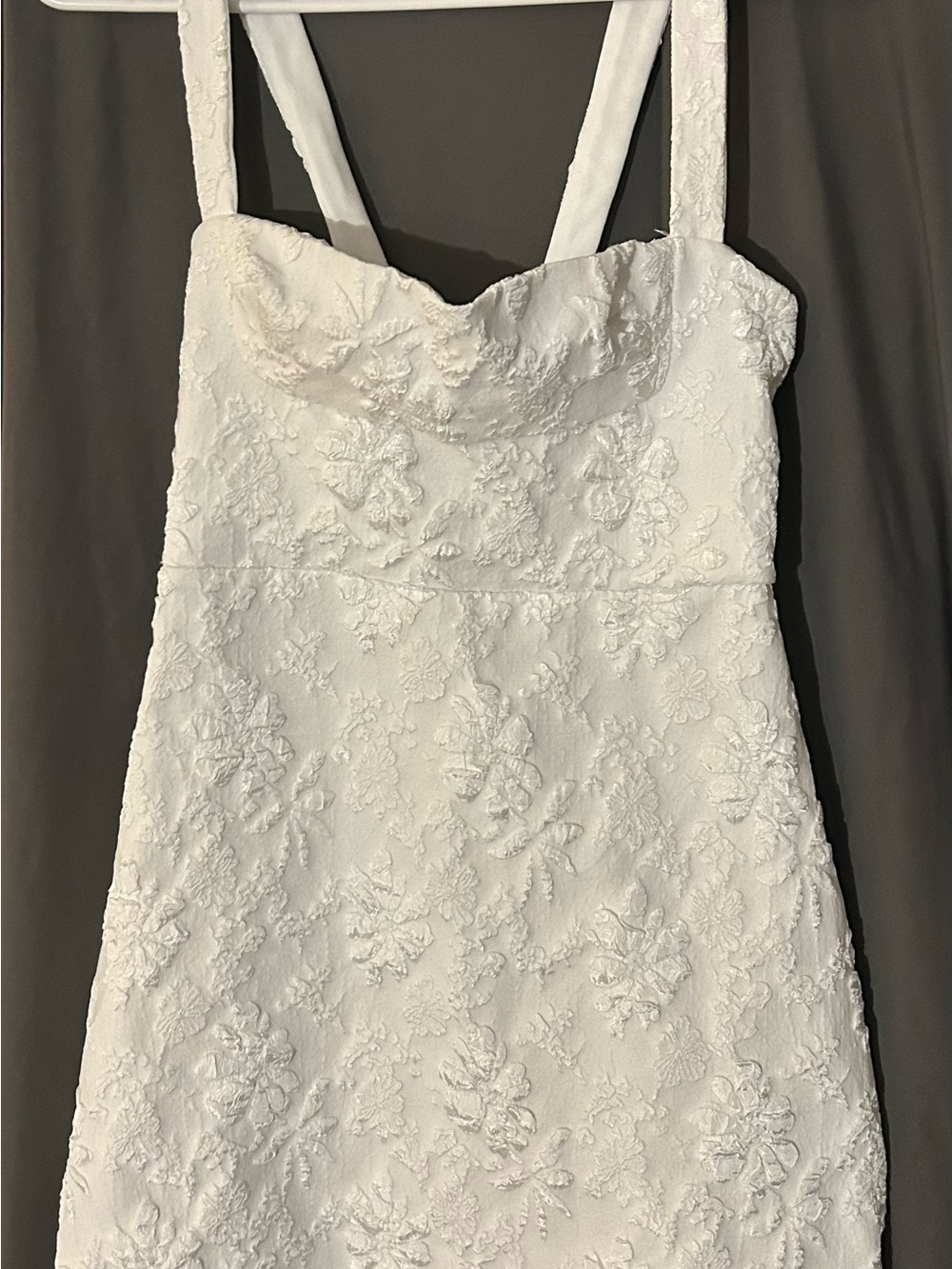 SHEIN White Floral Lace Strappy Midi Wedding Dress